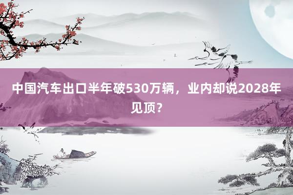 中国汽车出口半年破530万辆，业内却说2028年见顶？