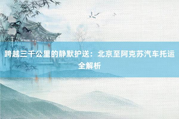跨越三千公里的静默护送：北京至阿克苏汽车托运全解析