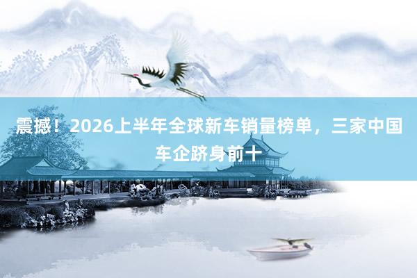 震撼！2026上半年全球新车销量榜单，三家中国车企跻身前十