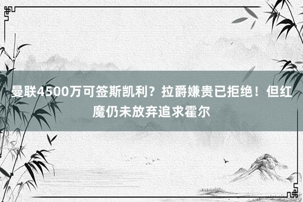 曼联4500万可签斯凯利？拉爵嫌贵已拒绝！但红魔仍未放弃追求霍尔