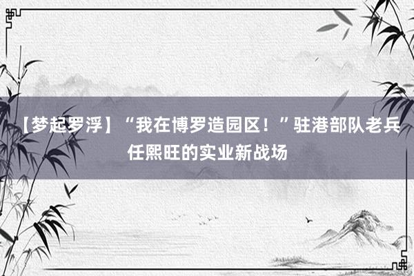 【梦起罗浮】“我在博罗造园区！”驻港部队老兵任熙旺的实业新战场