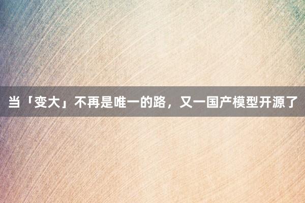 当「变大」不再是唯一的路，又一国产模型开源了