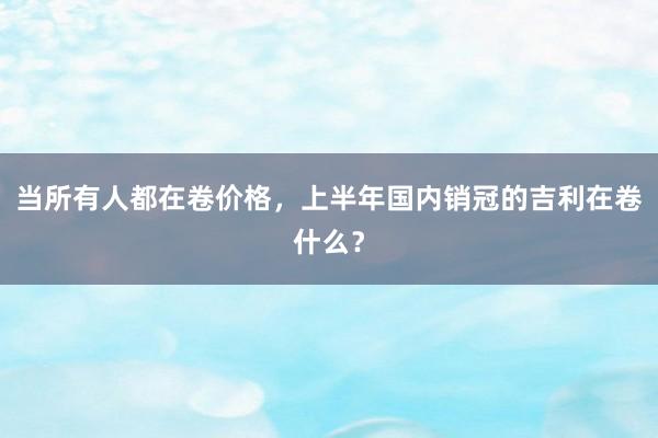 当所有人都在卷价格，上半年国内销冠的吉利在卷什么？