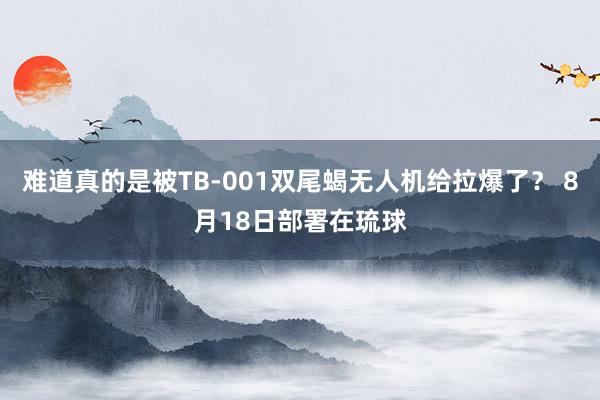 难道真的是被TB-001双尾蝎无人机给拉爆了？ 8月18日部署在琉球
