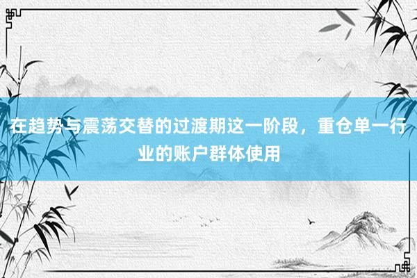 在趋势与震荡交替的过渡期这一阶段，重仓单一行业的账户群体使用