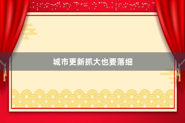 城市更新抓大也要落细