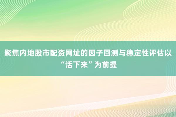 聚焦内地股市配资网址的因子回测与稳定性评估以“活下来”为前提