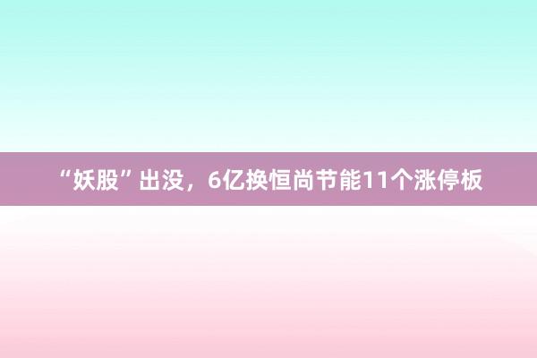 “妖股”出没，6亿换恒尚节能11个涨停板