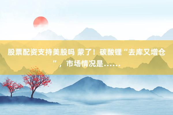股票配资支持美股吗 蒙了！碳酸锂“去库又增仓”，市场情况是……