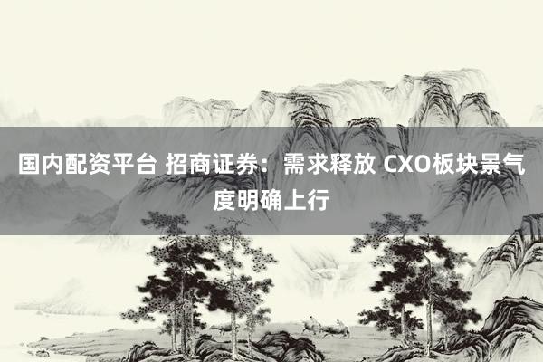 国内配资平台 招商证券：需求释放 CXO板块景气度明确上行