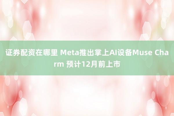 证券配资在哪里 Meta推出掌上AI设备Muse Charm 预计12月前上市