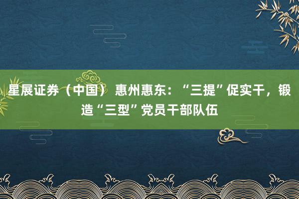 星展证券（中国） 惠州惠东：“三提”促实干，锻造“三型”党员干部队伍