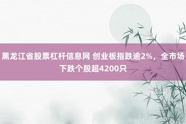黑龙江省股票杠杆信息网 创业板指跌逾2%，全市场下跌个股超4200只