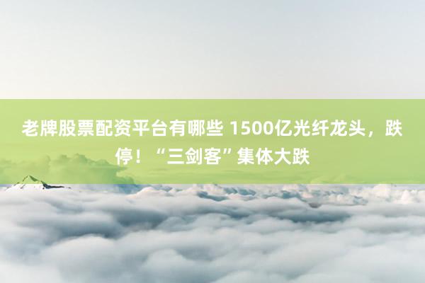 老牌股票配资平台有哪些 1500亿光纤龙头，跌停！“三剑客”集体大跌