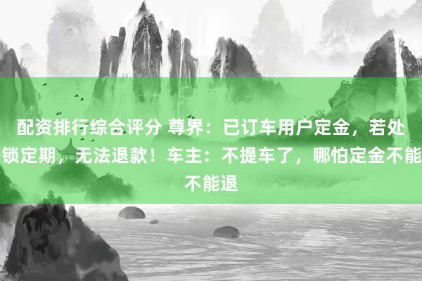 配资排行综合评分 尊界：已订车用户定金，若处于锁定期，无法退款！车主：不提车了，哪怕定金不能退