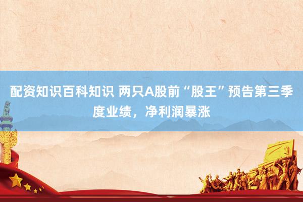 配资知识百科知识 两只A股前“股王”预告第三季度业绩，净利润暴涨